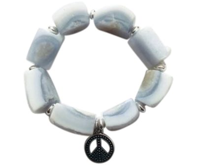 Peace Blue Chalcedony Handmade Bracelet