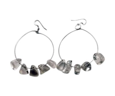 Togetherness Crystal Quartz Silver Hoop Handmade Earrings