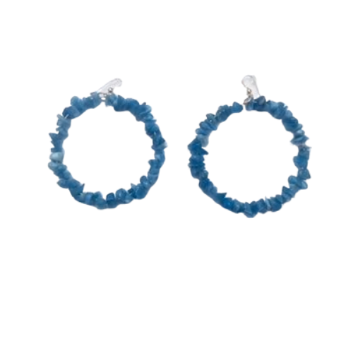 Peace Blue Chalcedony Hoop Handmade Earrings
