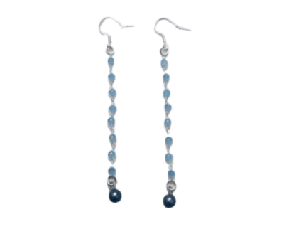 Dangling Blue Chalcedony Handmade Earrings