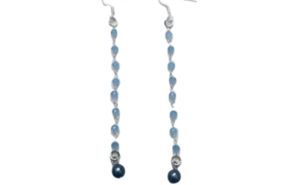 Dangling Blue Chalcedony Handmade Earrings