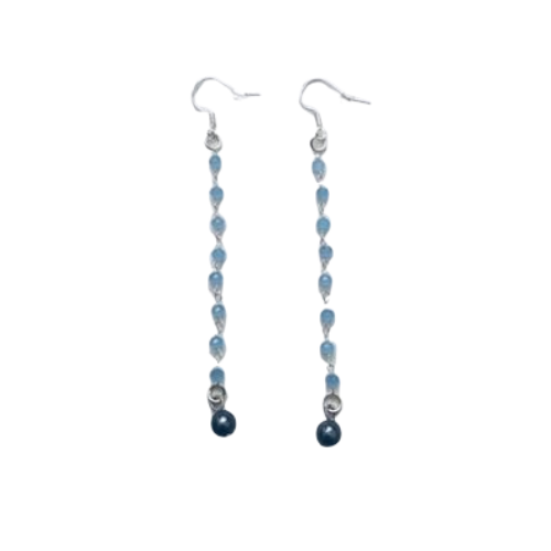 Inpeloto Dangling Blue Chalcedony Handmade Earrings