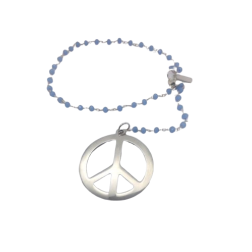 Inpeloto Peace Blue Chalcedony Tiny Bead Handmade Bracelet