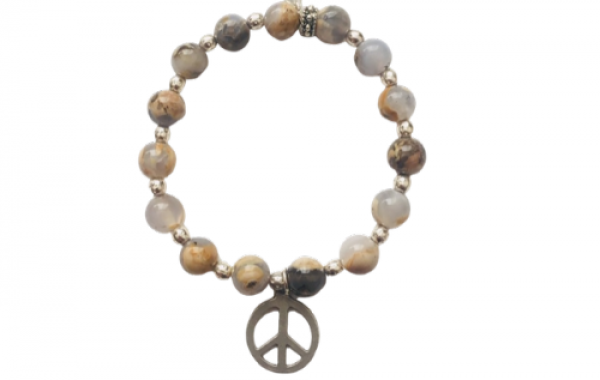 Peace & Love Charm with Holiday Jade Beads Charity Bracelet – HELP by TJ