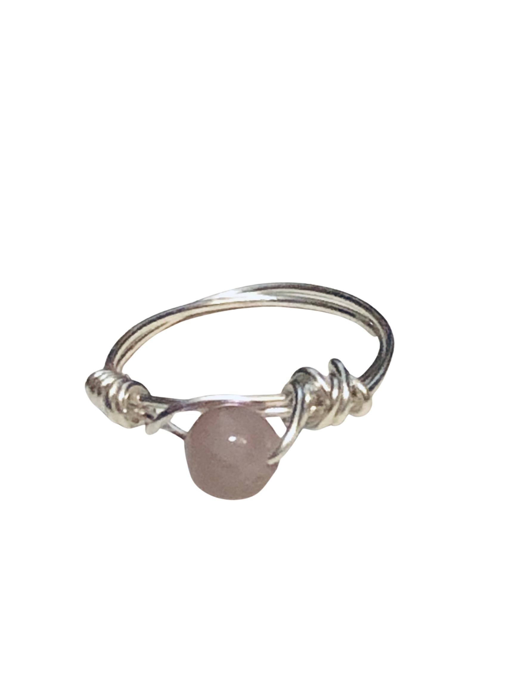Rose Quartz Wire Wrapped Ring 925 Silver Handmade ANY SIZE 